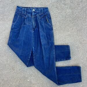 Vintage Rockies High Rise Pleated Taper Ankle V Yoke Cowgirl Western Jeans 28x36